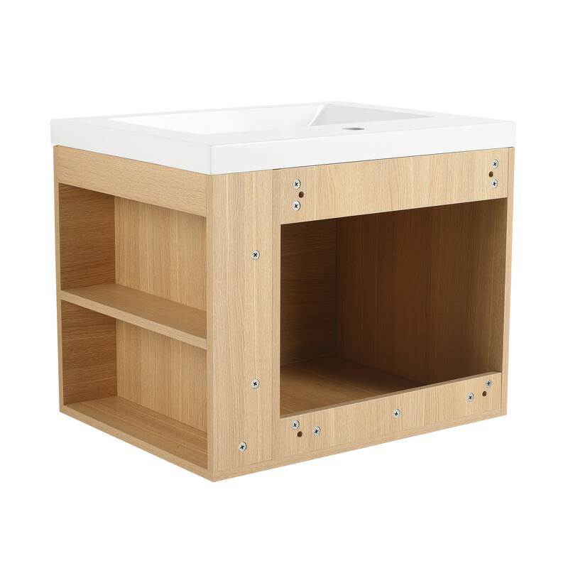BNK 24"/48" Single Sink Bathroom Vanity with Soft Close Door and Shelf, Modern Floating Vanity