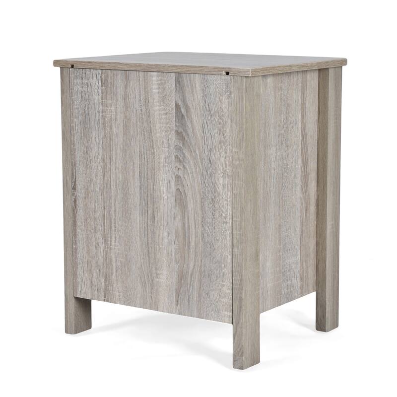 Faux Wood Nightstand with 2 Drawers, Contemporary Design, Easy Toolless Assembly, Storage Organizer for Bedroom
