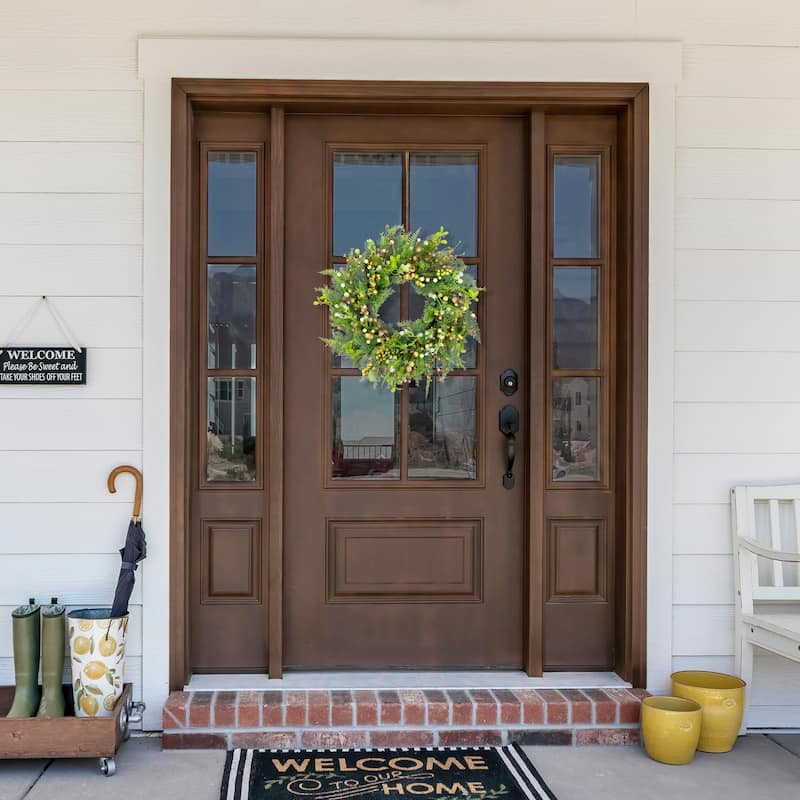 Berry and Crabapple Fern Foliage Spring Wreath - 22"