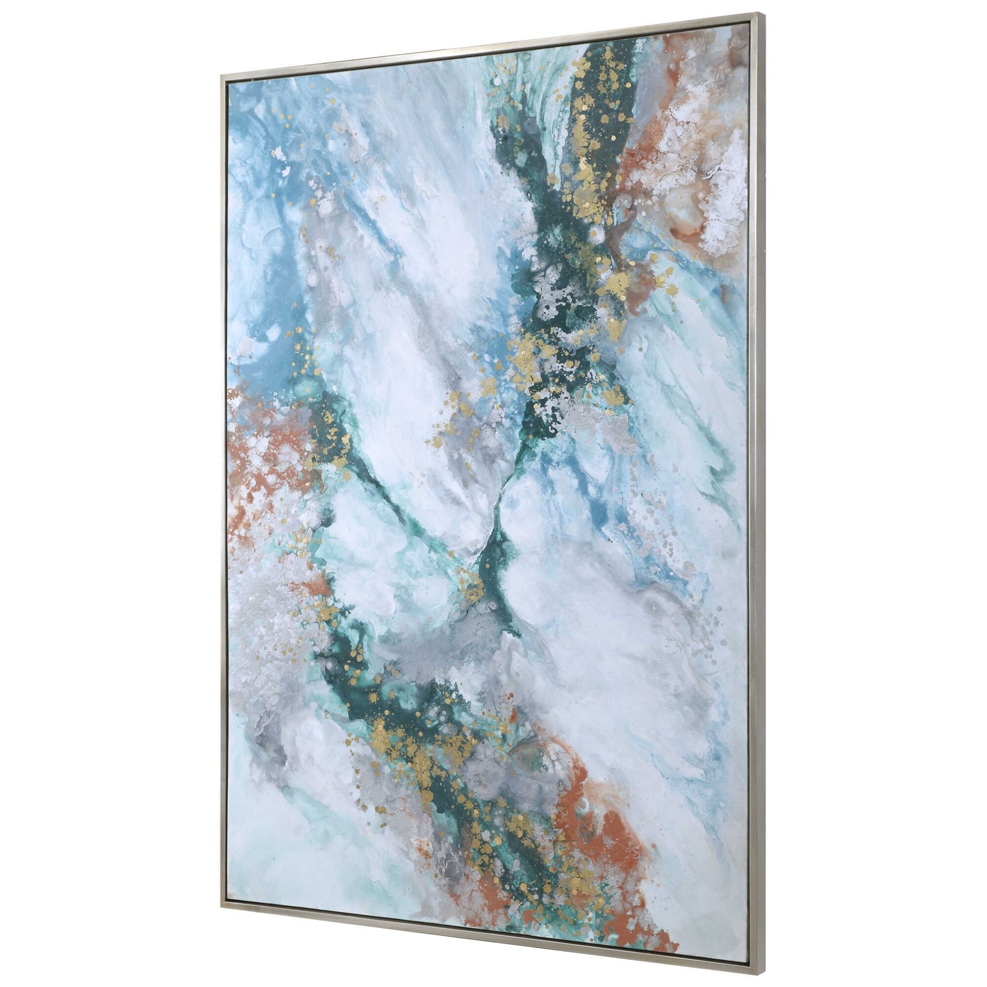 Shop White And Orange Abstract Hand Painted Rectangular Wall Art