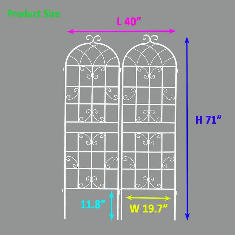 2 Pack Metal Garden Trellis 71" x 19.7" Rustproof Trellis for Climbing Plants Outdoor Flower Support Cream