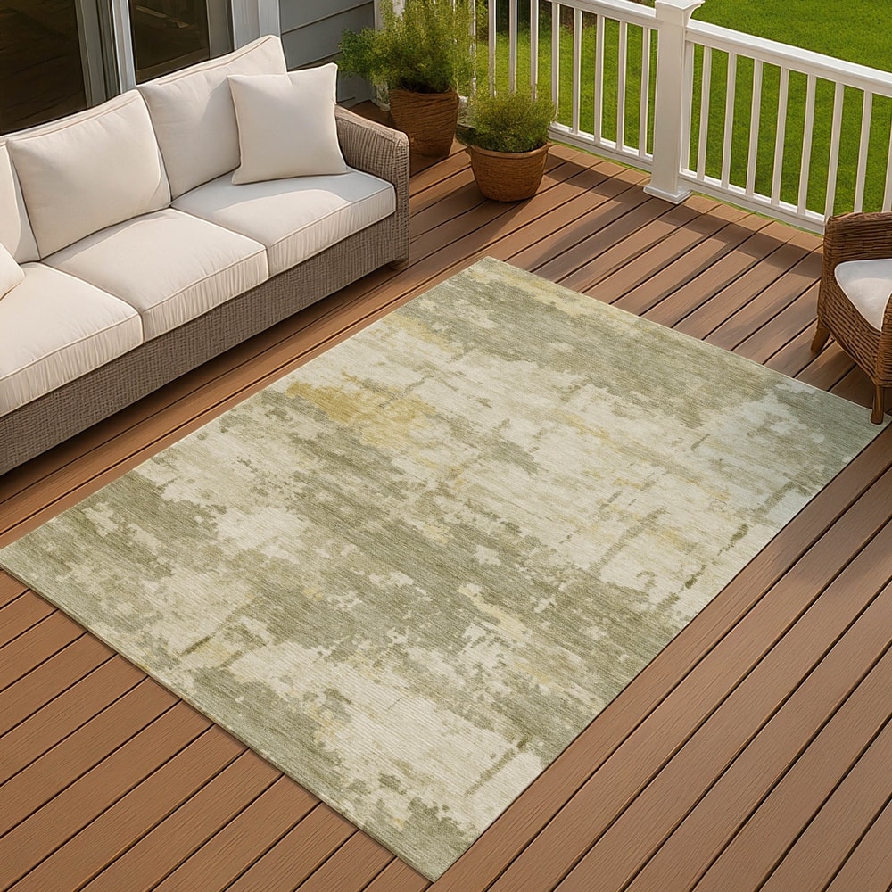 Machine Washable Indoor/ Outdoor Crouppen Modern Chantille Rug