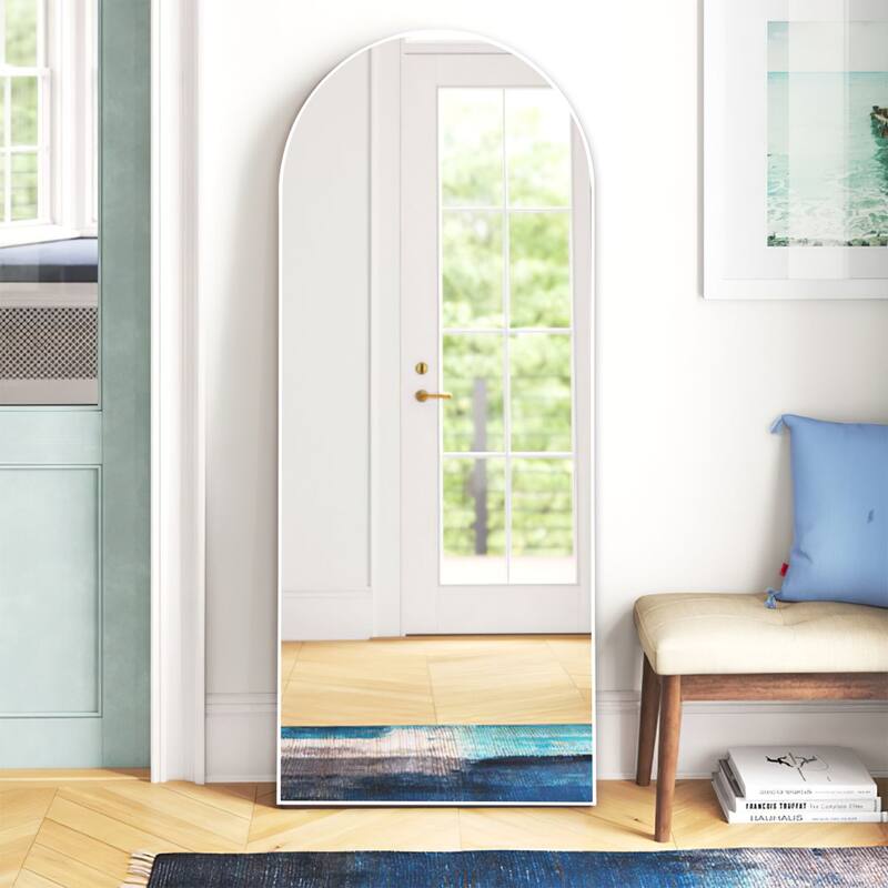 Arched Full Length Floor Wall Mirror Standing Dressing Mirror - 64.12x21 - White