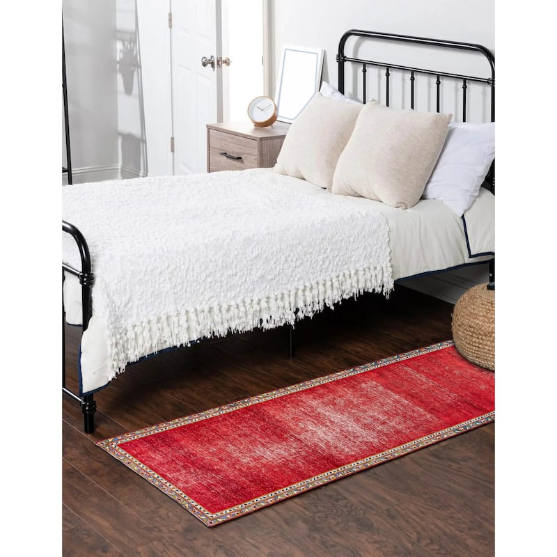 ECARPETGALLERY Hand-knotted Antalya Vintage Red Wool Rug - 3'1 x 12'0