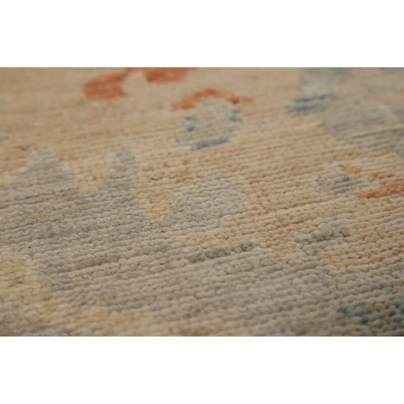 Hand Knotted Oriental 100% Wool Carpet Transitional All-Over Greys & Charcoal Oushak Area Rug - 9' 0'' X 6' 2''