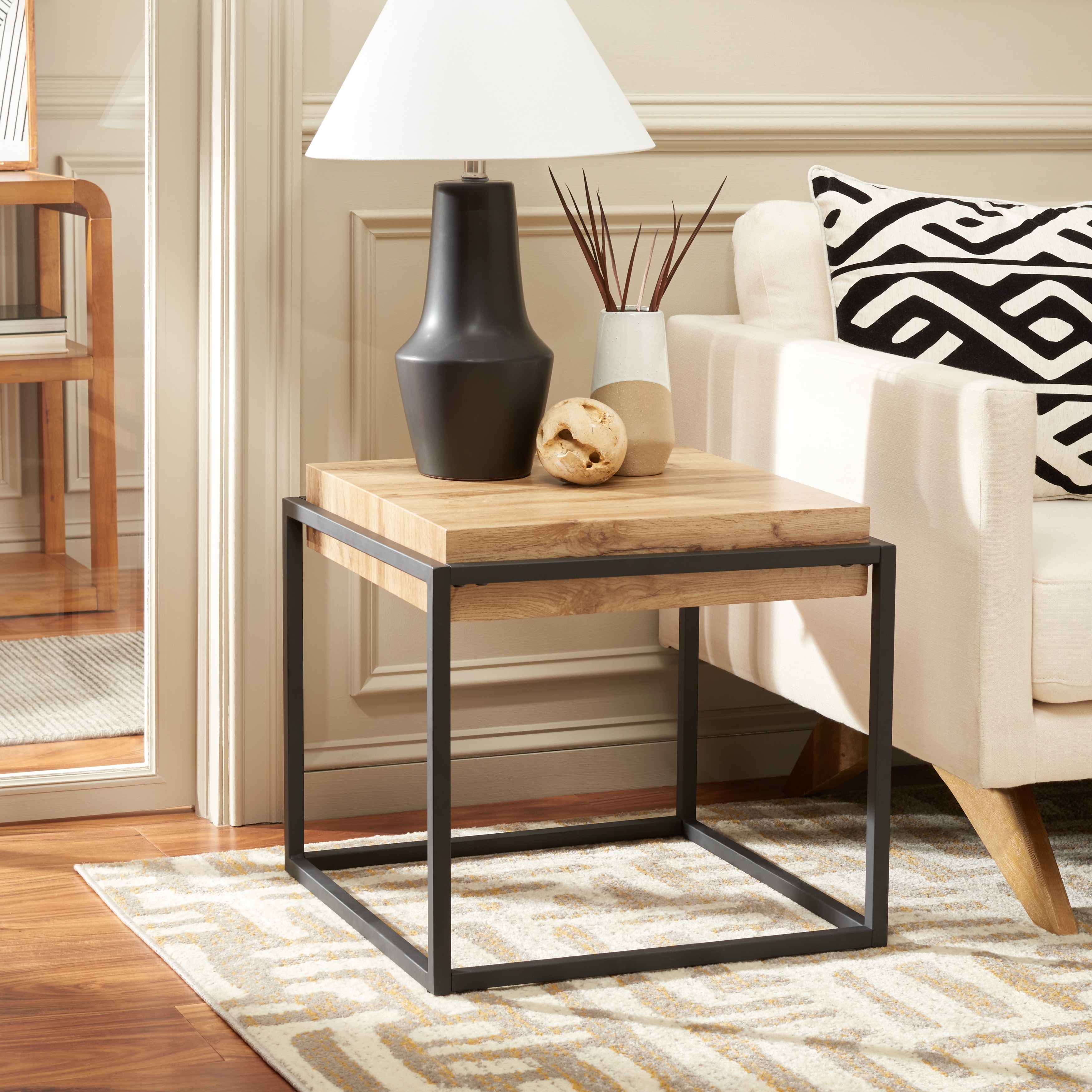SAFAVIEH Jeanne Industrial Metal End Table, Natural - 21Wx21Dx20H