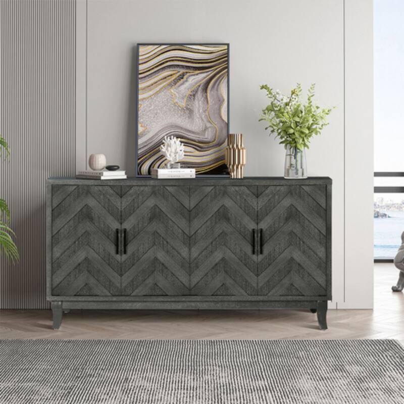  Accent Sideboard Four Doors Storage Cabinet Buffet for Dining Room, Entrance and Hallway