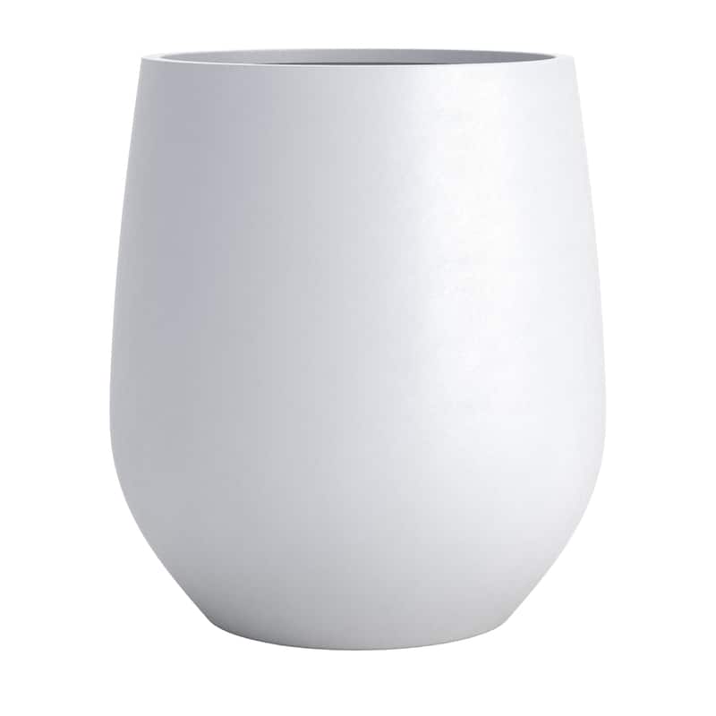 DTY Signature Mount Wilson 1-Piece Fiberstone Tapered Planter for Indoor/Outdoor, Black - Medium - White