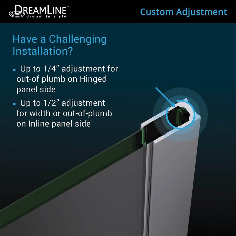 DreamLine Unidoor-X 57 1/2-58 in. W x 72 in. H Frameless Hinged Shower Door - 57.5" - 58" W