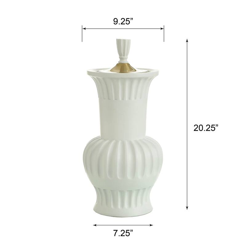 Dann Foley Lifestyle - Pleated Decorative Urn Vase with Lid - Brass Finish