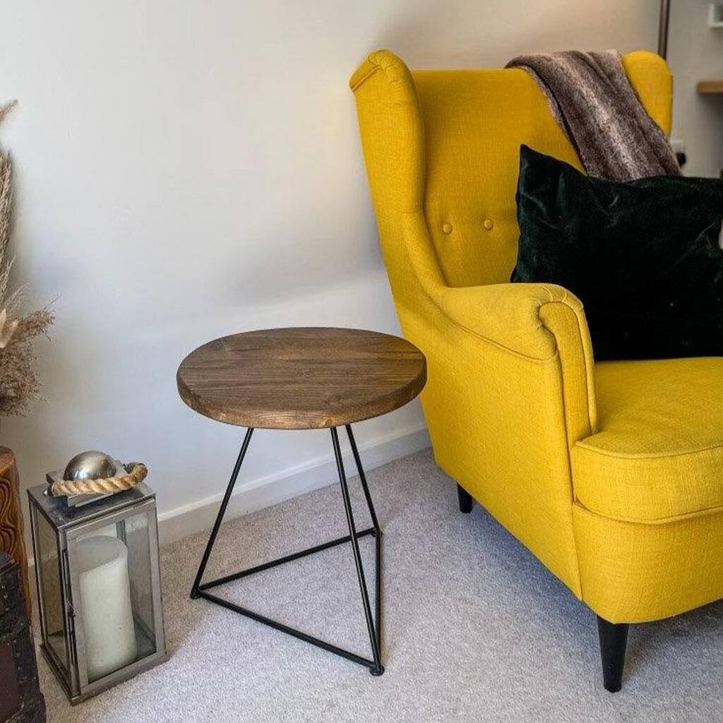 ERMITA Industrial Rustic Round Side Table