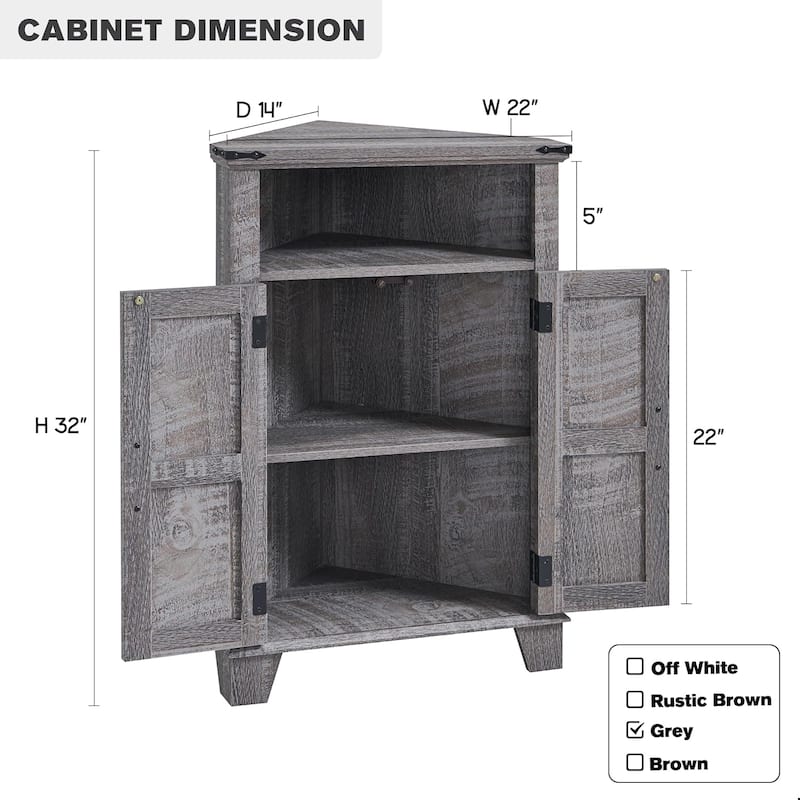 Farmhouse Corner Bathroom Cabinet, Small Corner Cabinet with Barn Door - N/A