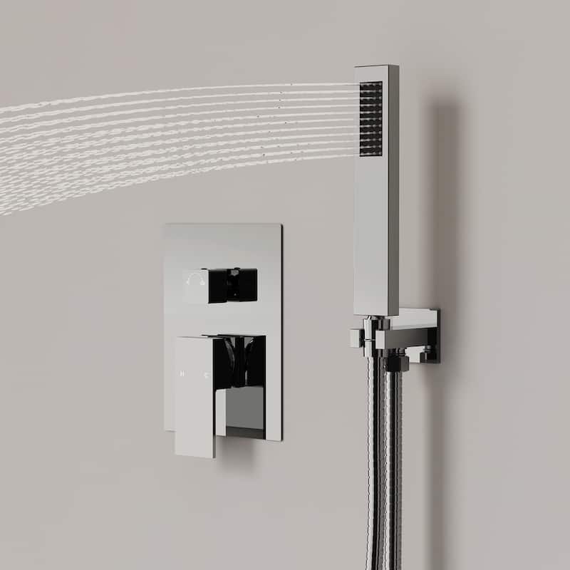 GRANDJOY Shower System 10" High Pressure Rainfall Shower Head with Handheld Spray Combo