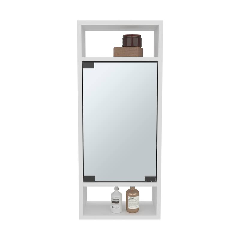 Medicine Cabinet, 1 Door, 5 Shelves, 1 Mirror, White
