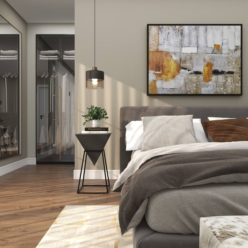 Minimalist Wood Inverted Pyramid Geometric Accent Table with Metal Stand - White or Black