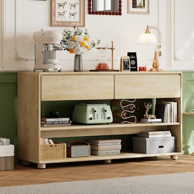 48" Solid Wood Console Table with 2 Drawers & Shelves