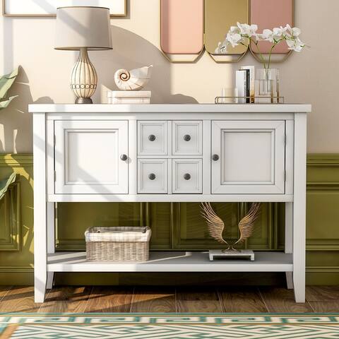 Modern Buffet Sideboard Console Table with Bottom Shelf