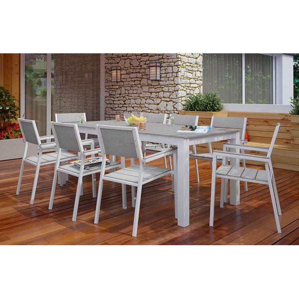 White outdoor dining table for 8 cheap