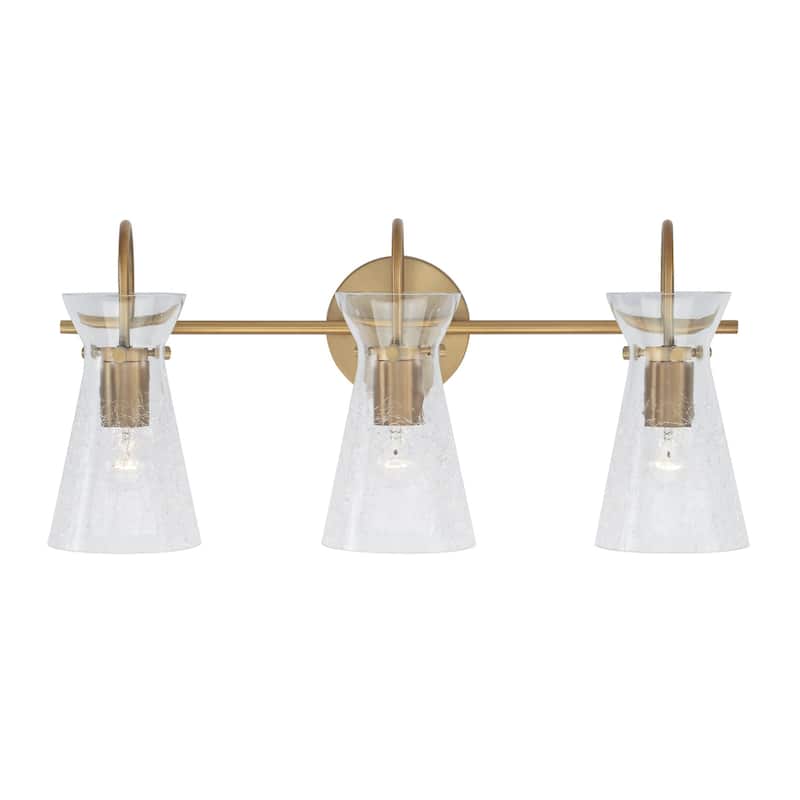 3-light 24-inch Bath/ Vanity Fixture w/ Clear Half-Crackle Tapered Glass