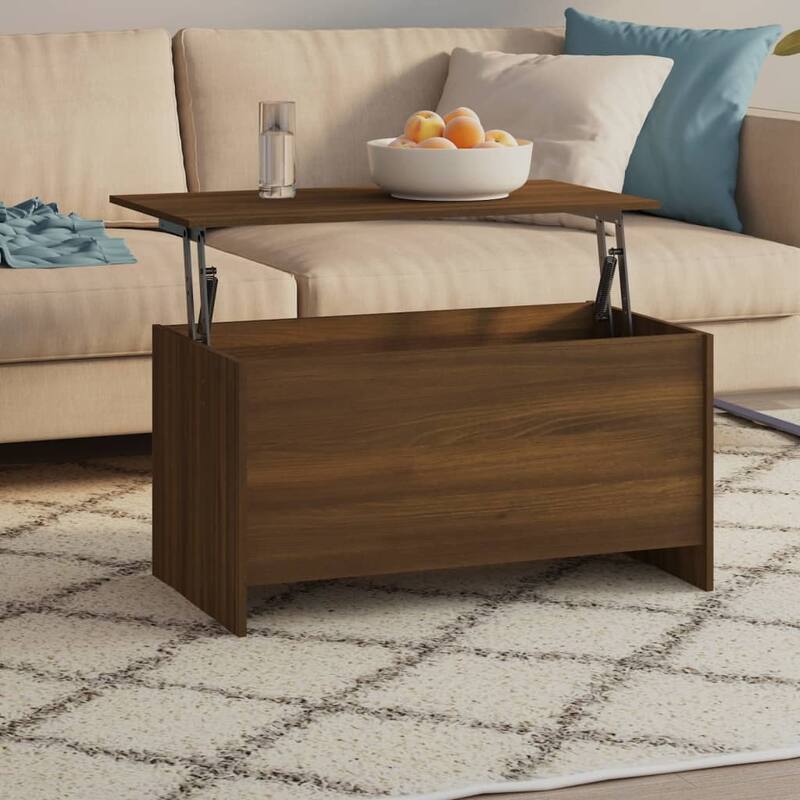vidaXL Coffee Table Lift Top End Table Accent Side Sofa Table Engineered Wood - 40.2"x21.9"x20.7" - Brown oak