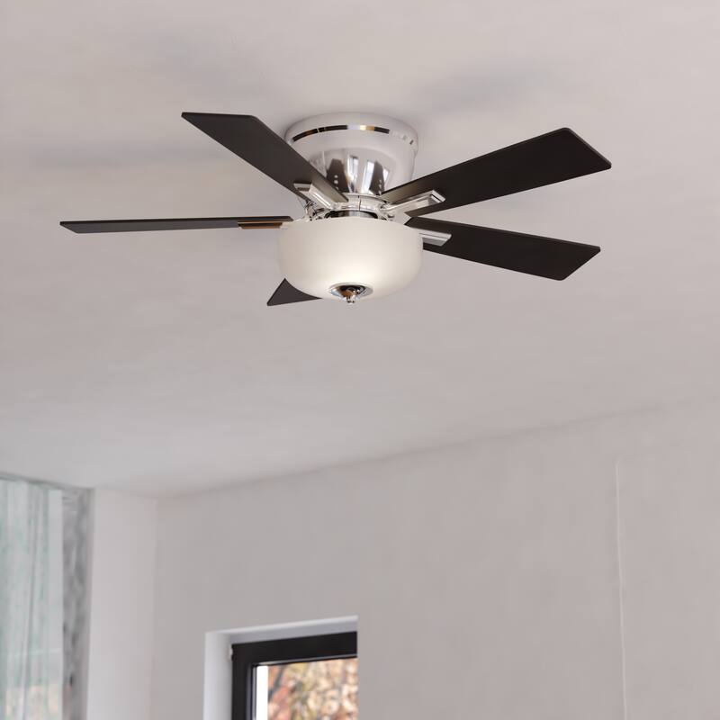 Lisbon 42-in. Flush Mount Hugger Ceiling Fan with LED Light Kit and Pull Chain