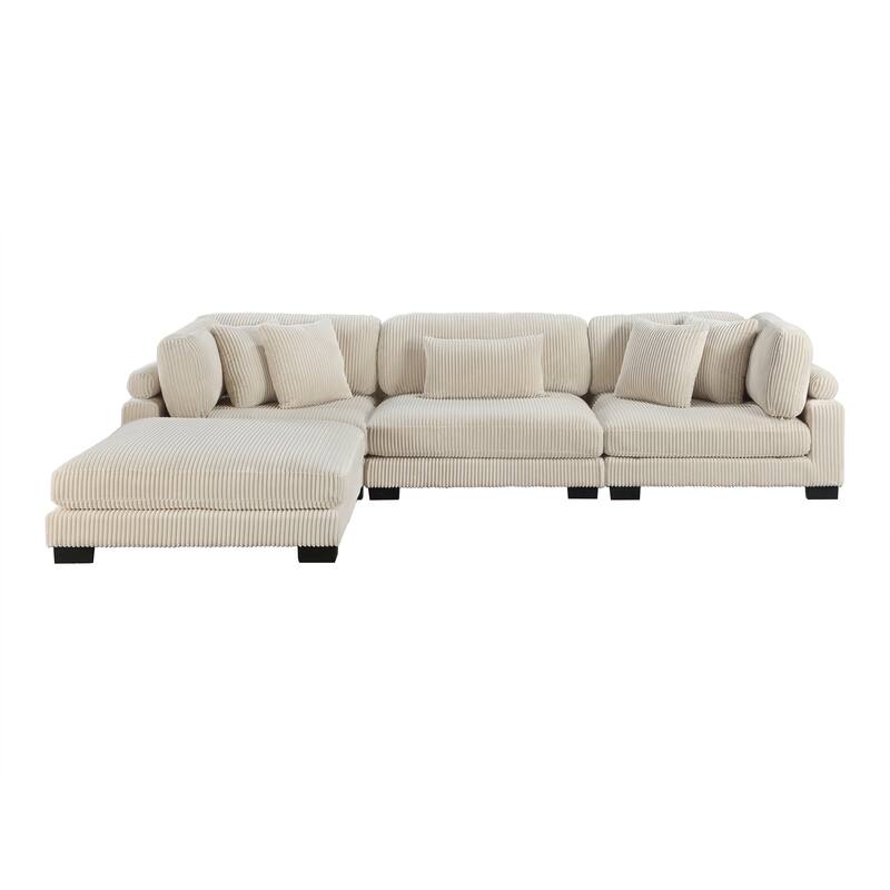 Braidy Corduroy 4-Piece Modular Sectional with Ottoman