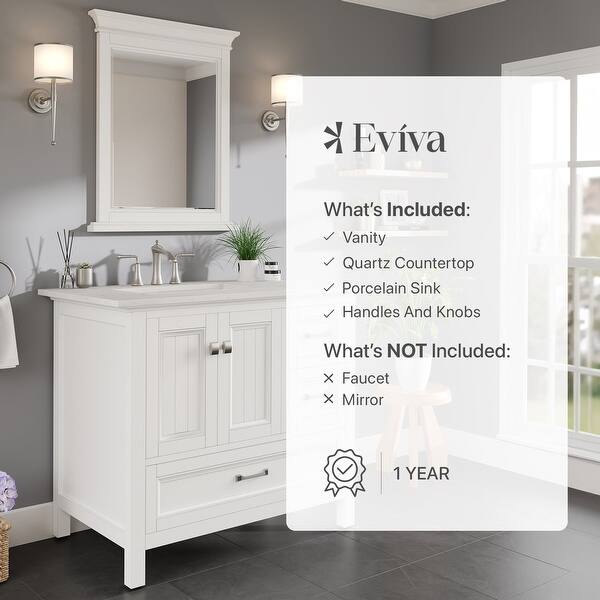Britney 36 in. W x 22 in. D x 34 in. H Bath Vanity in White with White Carrara Marble Top with White Sink