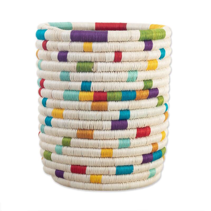 Novica Handmade Rainbow Festival Natural Fiber Decorative Vase