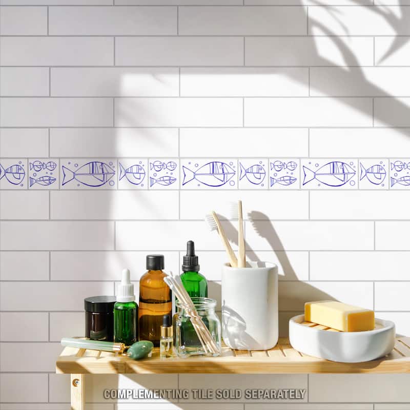 Merola Tile Captain Aquatico White 2" x 7-7/8" Ceramic Wall Trim - (1 Tile)