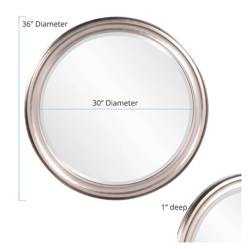Allan Andrews Round Warm Silver Wood Framed Wall & Accent Mirror - 36"D