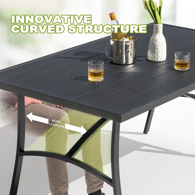 7-Piece Outdoor Dining Set with Textilene Stationary and Swivel Chairs