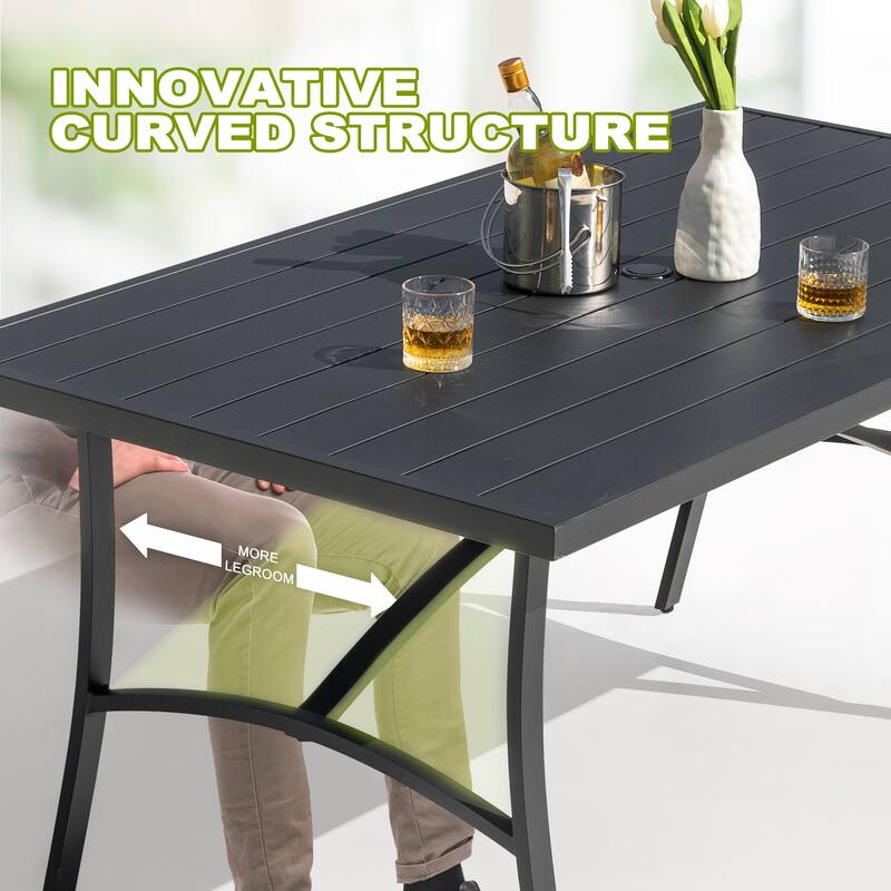 Patio 7-Piece Aluminum Dining Set with Textilene Chairs and Umbrella Hole