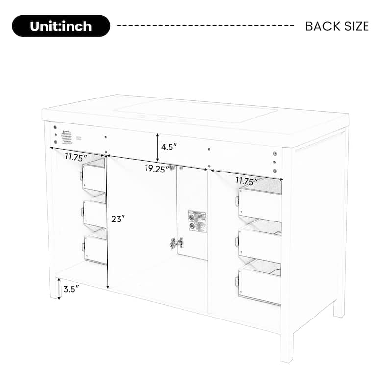 48" Bathroom Vanity with Sink, 2 Doors and 8 Drawers, Soft Close System, Classic Design