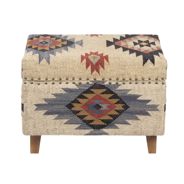 Handmade Kilim Upholstered Storage Stool (India). Opens flyout.