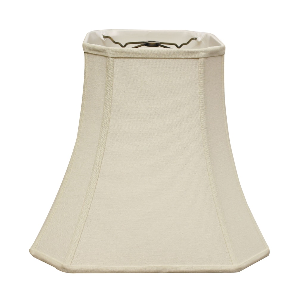 Cut Corner Square Bell Softback Lampshade with Washer Fitter, Natural Color Fabric Lampshade for Table Lamps, Natural Linen