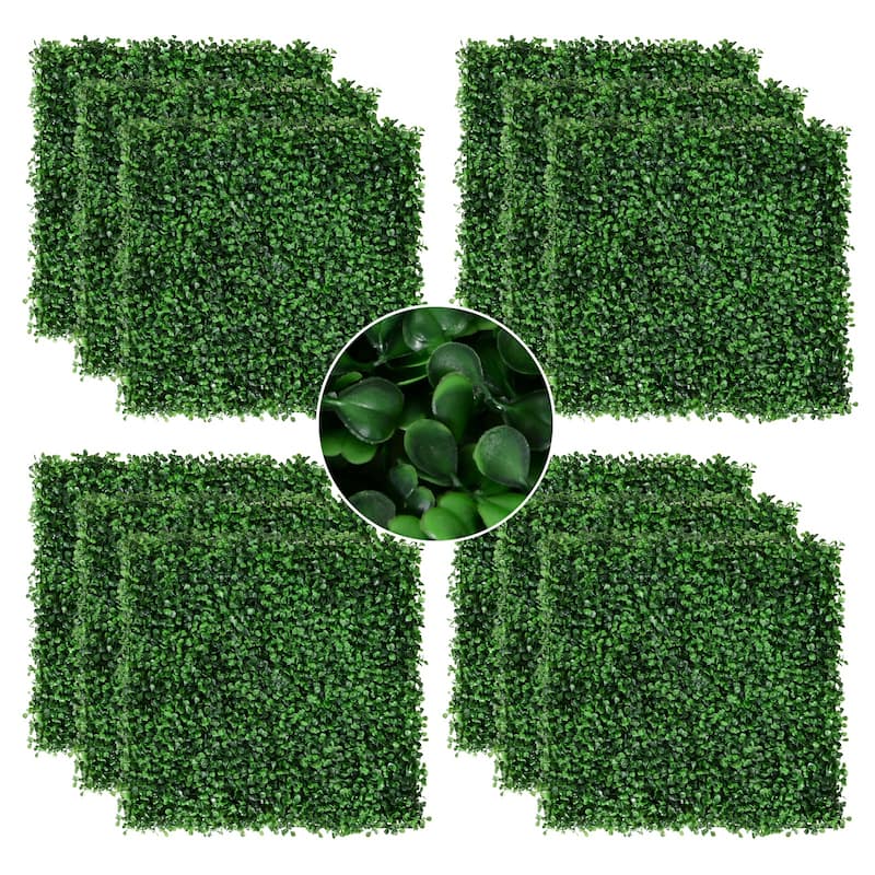 Outsunny Green Soft 19.75-inch Artificial Milan Grass Panel (Set of 12) - Light Green