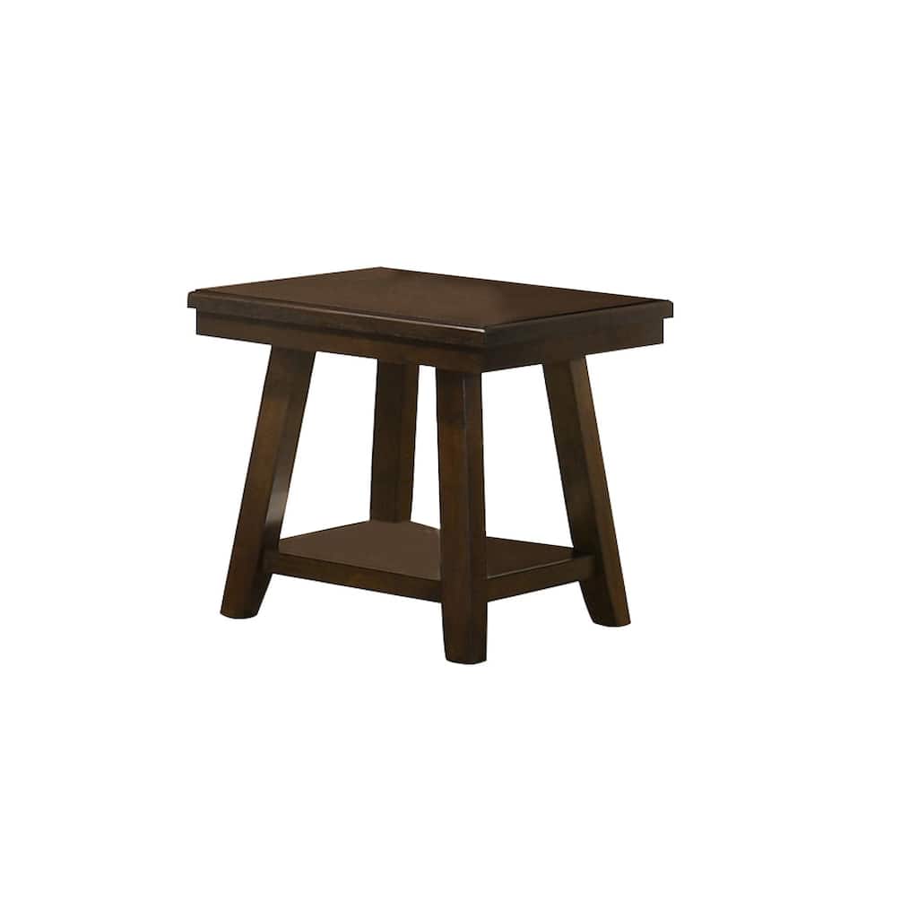 24 Inch Classic Square End Table, Flared Legs, Single Shelf, Brown Wood