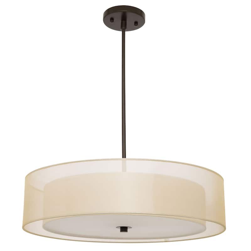 CO-Z 3-Light Antique Bronze Double Drum Pendant Chandelier