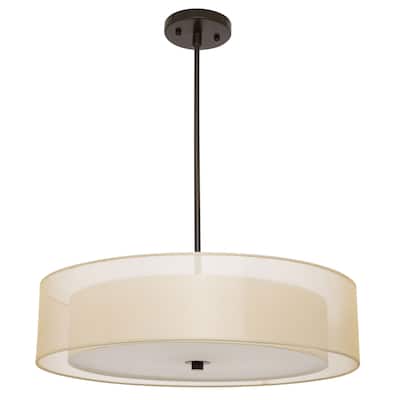 CO-Z 3-Light Antique Bronze Double Drum Pendant Chandelier