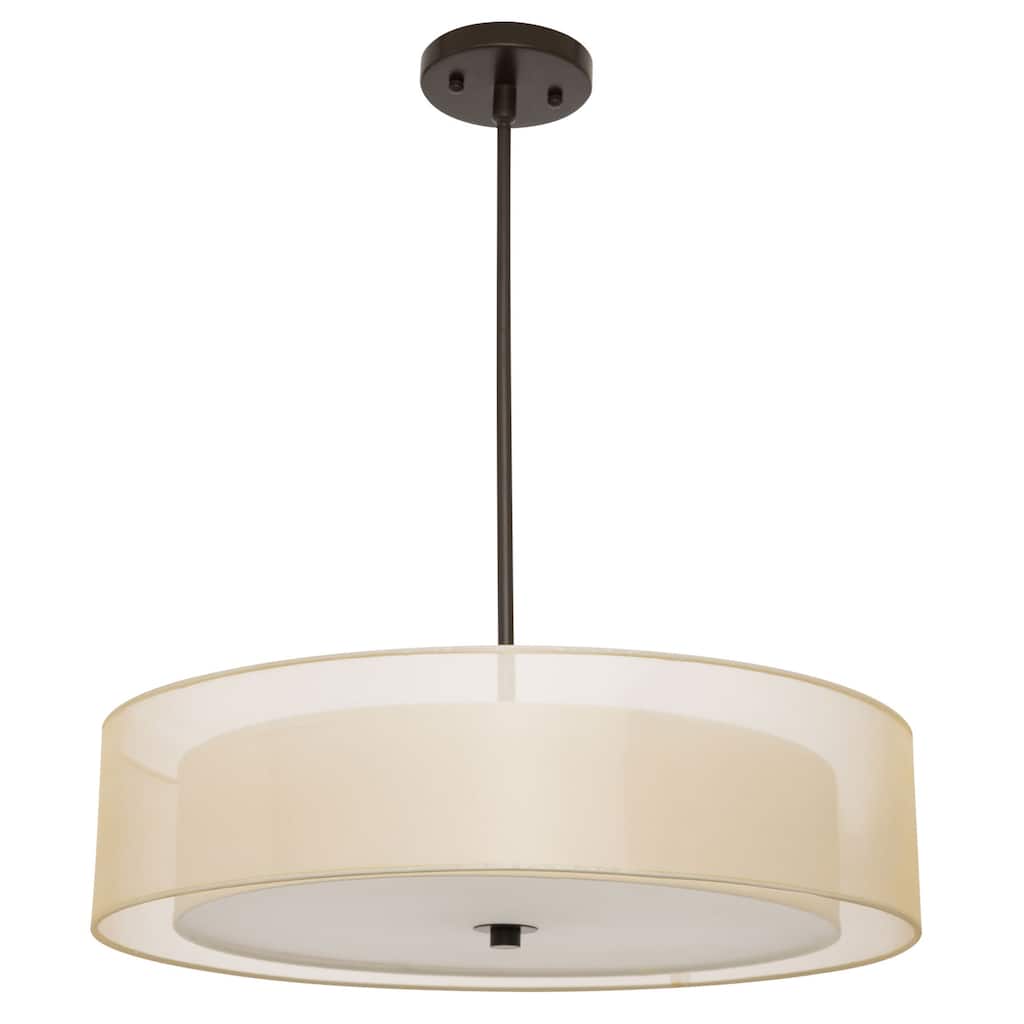 CO-Z 3-Light Antique Bronze Double Drum Pendant Chandelier