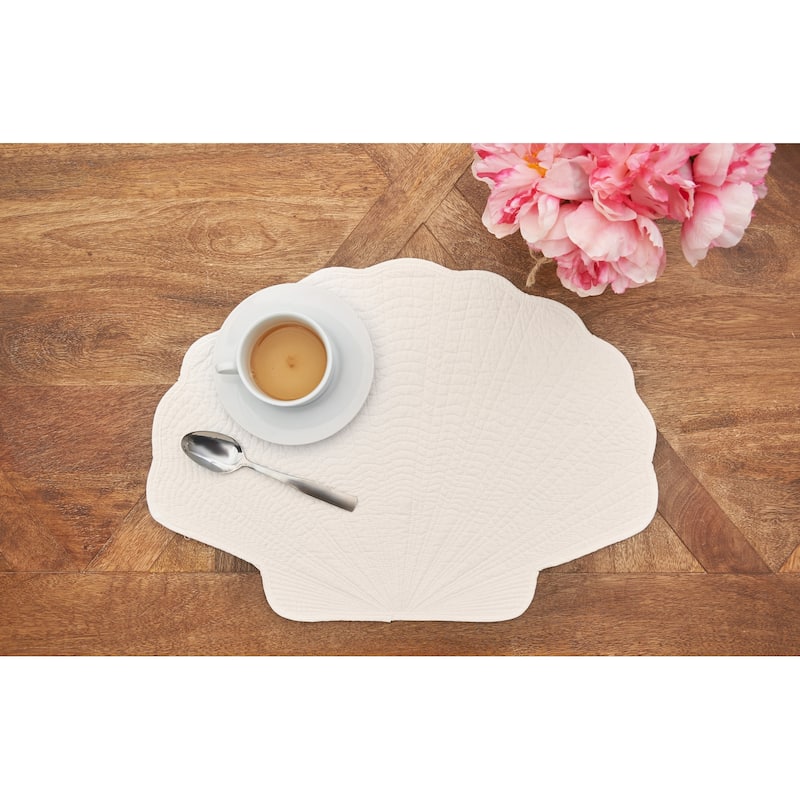 Shell White Cotton Quilted Placemat Set of 6