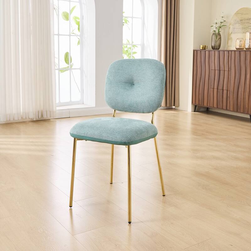 Dining Chairs Set of 2, Beige and Green Upholstered Accent Chairs