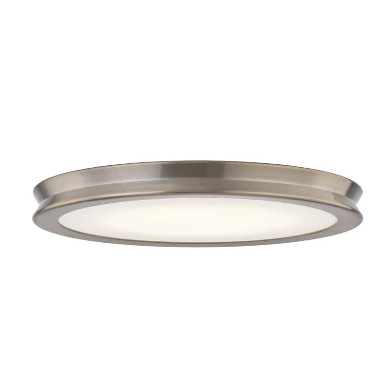 EVOLV Fusion Bevel 16-inch LED Flush-Mount with Opal Glass Shade - Brushed Brass