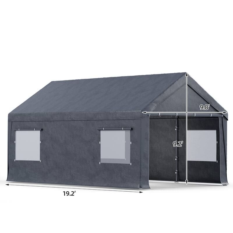 Heavy-Duty Fully Enclosed Carport - UV-Resistant, Waterproof Canopy with Roll-Up Windows & Reinforced Steel Frame
