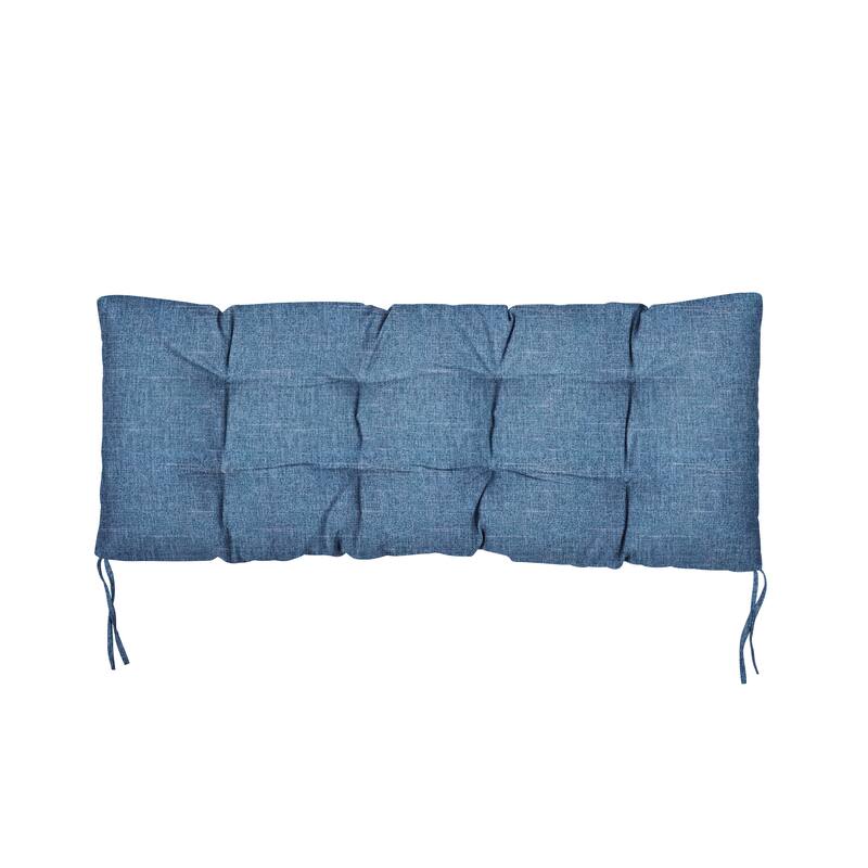 Sorra Home Denim Blue Indoor/Outdoor Tufted Bench Cushion