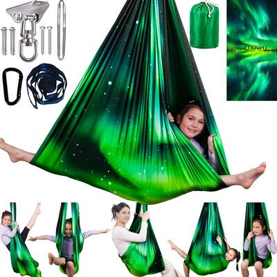 Sensory Swing for Kids and Adults Indoor & Outdoor Double Layer Therapy Cuddle Swing with 360° Swivel Hanger Kit