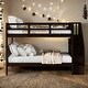preview thumbnail 1 of 10, Stairway Design Full-over-Full Bunk Bed with Storage and Guard Rail for Bedroom,Dorm Espresso