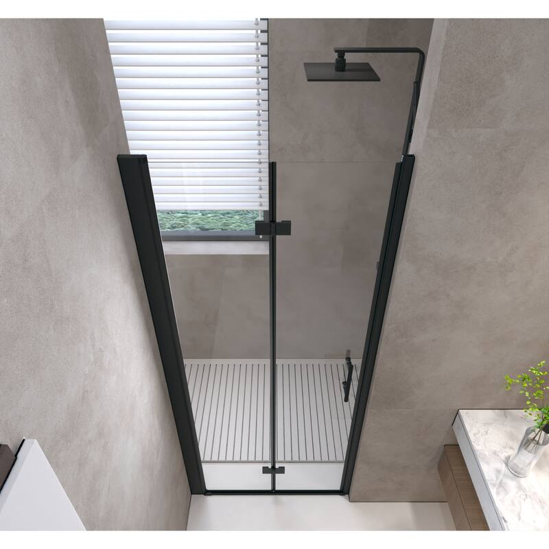 Bifold Shower Door Tempered Glass Aluminum Frame - 36*72