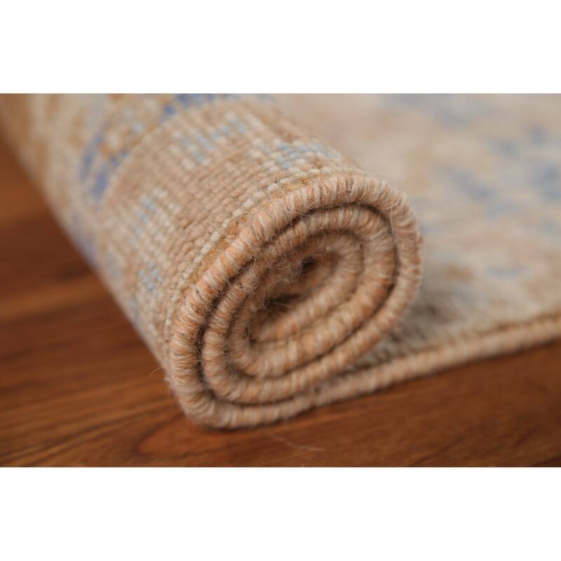 Hand Knotted Oriental 100% Wool Carpet Transitional Geometric Oranges & Rust Oushak Area Rug - 3' 0'' X 2' 0''