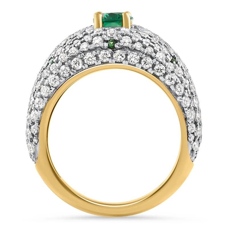 Bliss Diamond 2.70Ct Pave Emerald Diamond Ring Yellow Gold Lab Grown